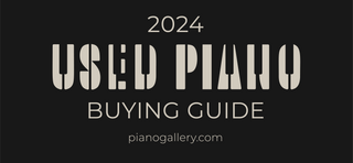 Piano key-shaped font spelling out 2024 used piano buying guide